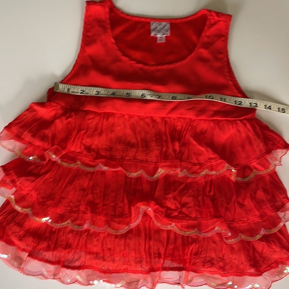 Brilliant orange red scalloped top with ruffles and shimmer!!! Shake it up!! - Picture 4 of 10